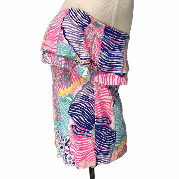 Lilly Pulitzer ROAR OF THE SEAS Strapless Tube Top Strapless blouse women’s XXS - Picture 4 of 7